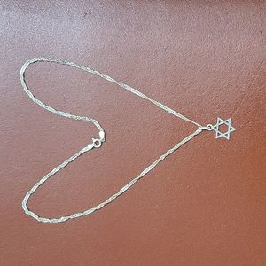 Star of David / magen David pendant and chain silver 925 Italy